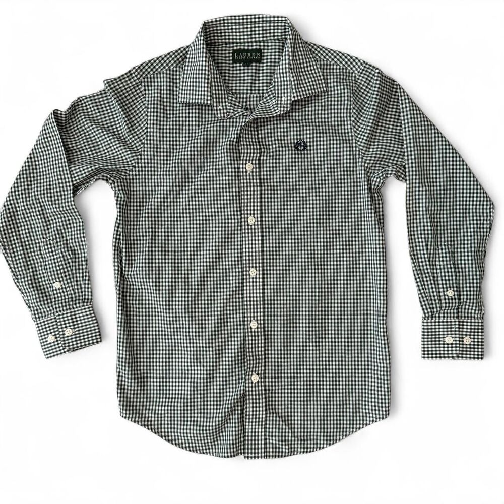 Lauren Ralph Lauren Green Gingham Cotton Shirt Size